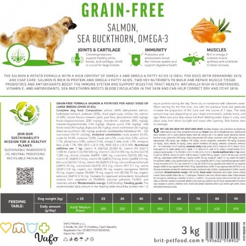 Сухий корм Brit Care Dog Grain-free Adult Large Breed для собак великих порід, беззерновий з лососем, 3 кг 1111173383 фото