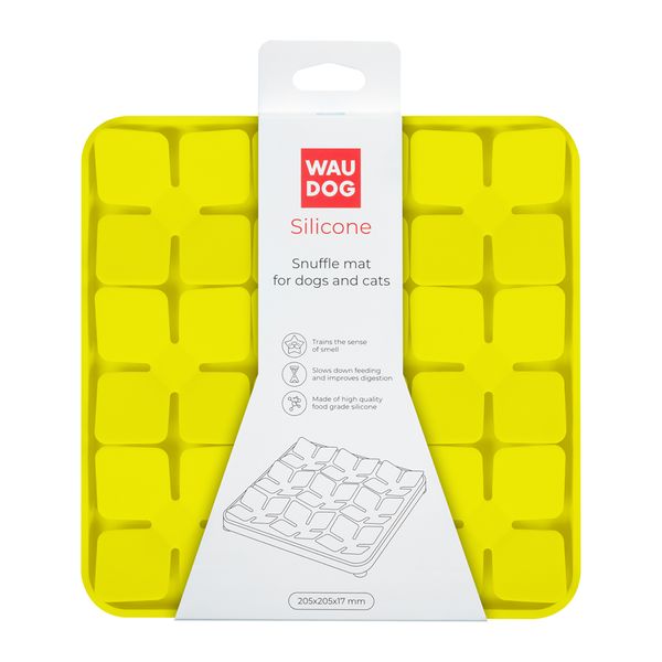 Килимок для пошуку корму WAUDOG Silicone, 205х205х17 мм, жовтий 61886 фото