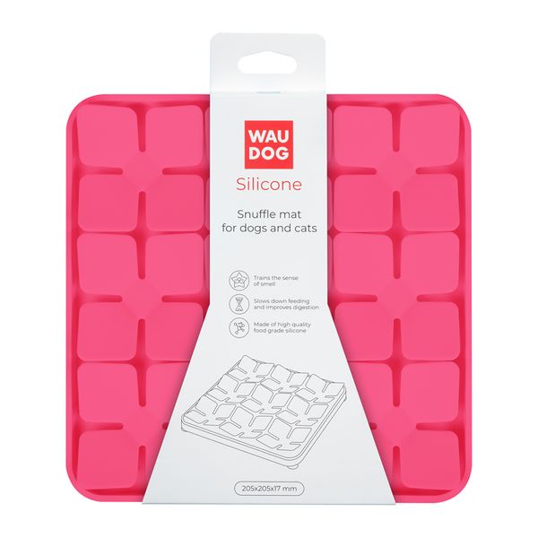 Килимок для пошуку корму WAUDOG Silicone, 205х205х17 мм, рожевий 61887 фото