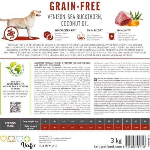 Сухий корм Brit Care Dog Grain-free Sensitive для собак з чутливим травленням, беззерновий з олениною, 1 кг 1111173388 фото