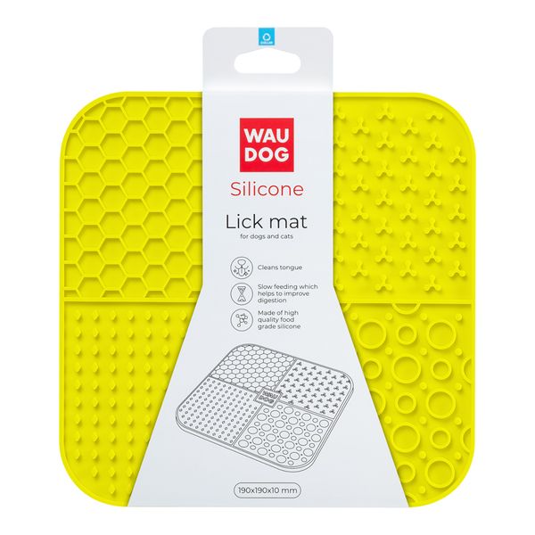 Килимок для злизування WAUDOG Silicone, 190х190х10 мм, жовтий 61894 фото