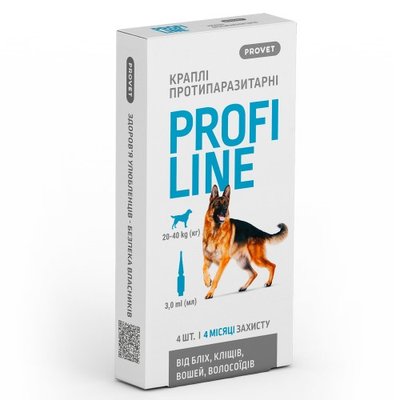 Краплі Provet Profiline для собак 20-40 кг, 4 піпетки по 3,0 мл (інсектоакарицид) 1111175178 фото