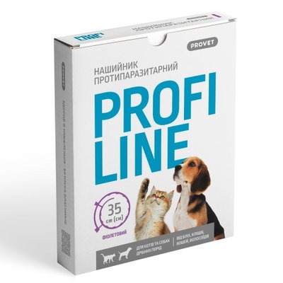 Нашийник Provet Profiline для котів та собак 35 см, фіолетовий (інсектоакарицид) 1111175188 фото